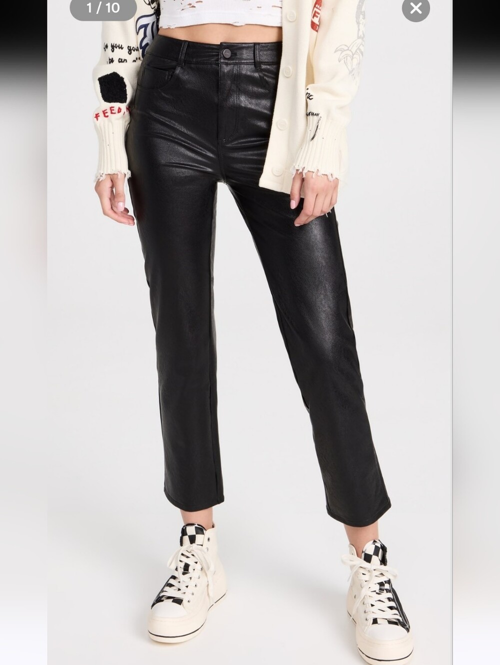 PAIGE Stella Faux Leather Pants Sz 30 Cropped - Picture 1 of 13